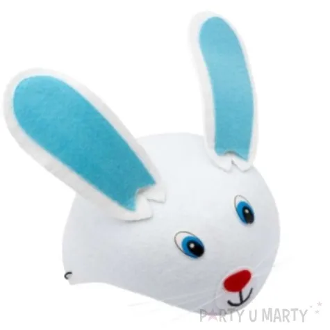 czapka kroliczek bialo niebieska kraszek