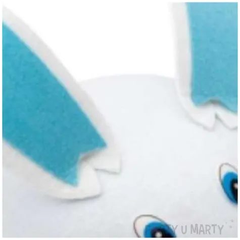 czapka kroliczek bialo niebieska kraszek