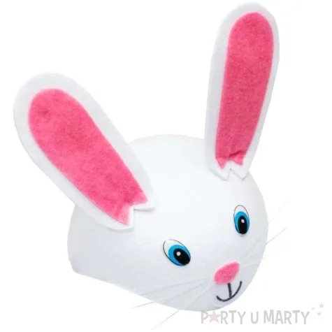 czapka kroliczek bialo rozowy kraszek