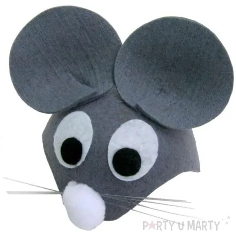 czapka myszka z oczami szara filcowa party tino