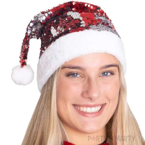 czapka swiety mikolaj cekinowa folat