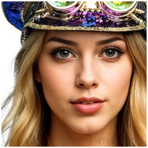 czapka z daszkiem i okularami na karnawal dodatek do stroju steampunk cekiny