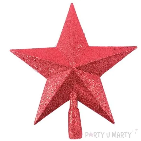 czubek choinkowy gwiazda brokatowa czerwony tropic 23 5 cm