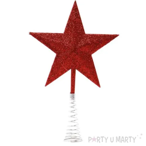 czubek choinkowy gwiazda czerwony guirca 23 cm
