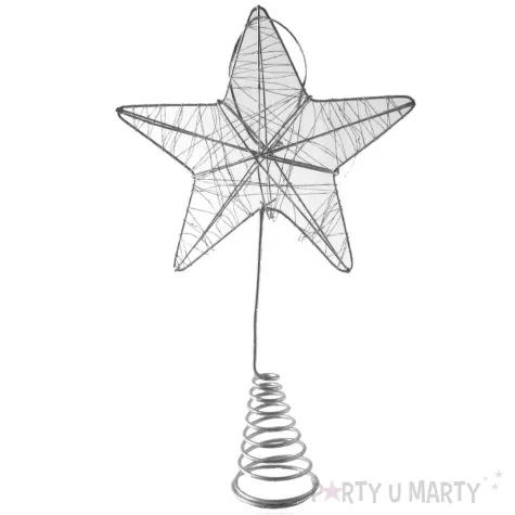 czubek choinkowy gwiazda metalowa srebrny arpex 27 cm