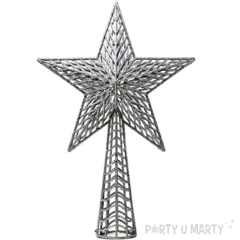 czubek choinkowy gwiazda srebrna guirca 37 cm