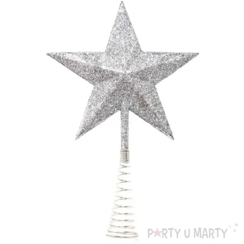 czubek choinkowy gwiazda srebrny guirca 23 cm
