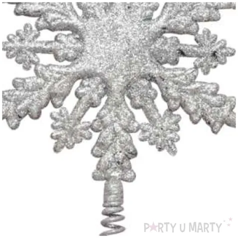 czubek choinkowy sniezynka brokatowa srebrny arpex 22 cm