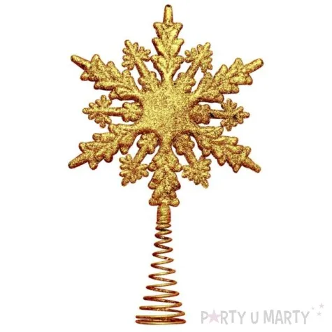 czubek choinkowy sniezynka brokatowa zlota arpex 22 cm