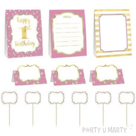 dekoracja 1 urodziny roczek dziewczynki rozowy amscan zestaw