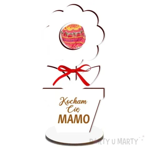 dekoracja 3d kwiatek na lizak dzien matki kocham cie bialy 14 cm