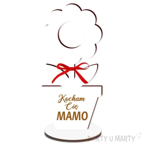 dekoracja 3d kwiatek na lizak dzien matki kocham cie bialy 14 cm