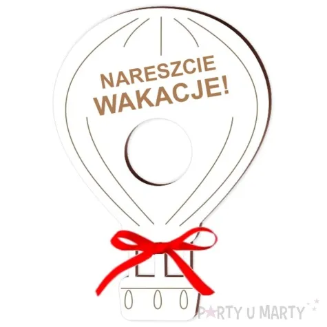 dekoracja balonik na lizak nareszcie wakacje bialy 15 cm