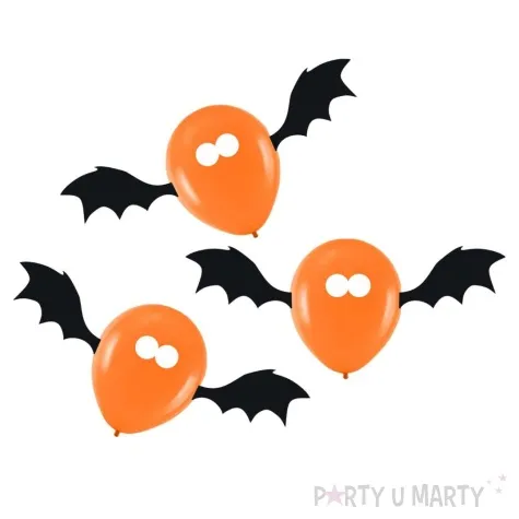 dekoracja balonowe nietoperze czarno pomaranczowa 3 szt
