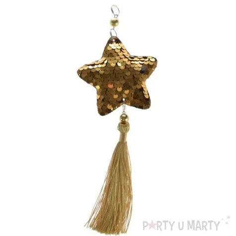 dekoracja cekinowa gwiazdka zlota arpex 23 cm