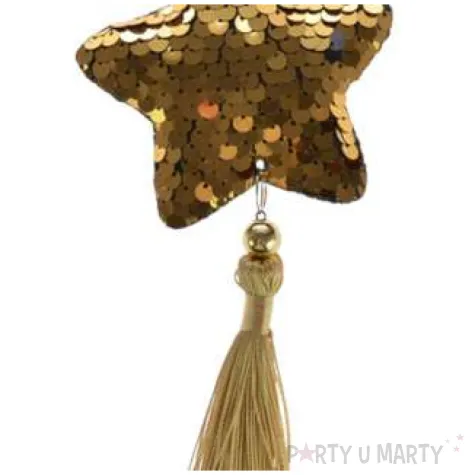 dekoracja cekinowa gwiazdka zlota arpex 23 cm