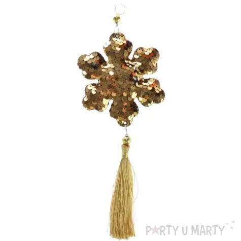 dekoracja cekinowa sniezynka zlota arpex 26 cm