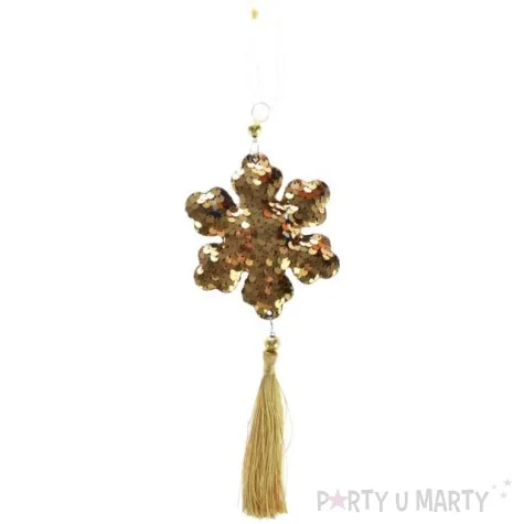 dekoracja cekinowa sniezynka zlota arpex 26 cm