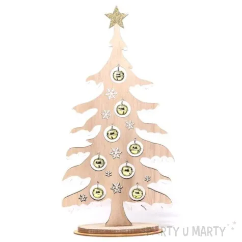 dekoracja choinka z dzwonkami drewniana guirca 41 cm