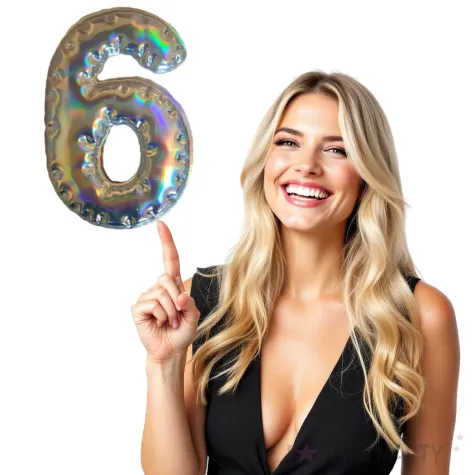 dekoracja cyferka 6 naklejka opalizujaca top ten