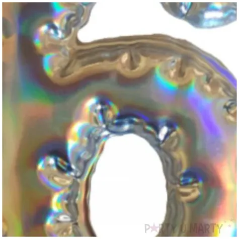 dekoracja cyferka 6 naklejka opalizujaca top ten