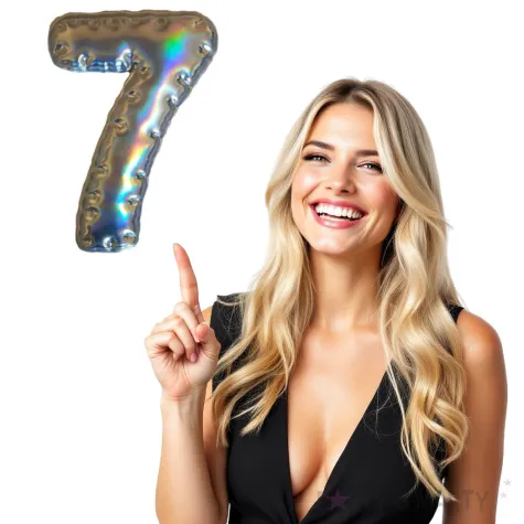 dekoracja cyferka 7 naklejka opalizujaca top ten