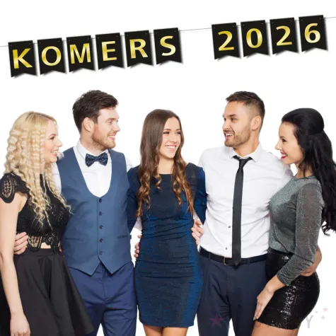 dekoracja do powieszenia baner komers 2026 girlanda papierowa czarno zlota