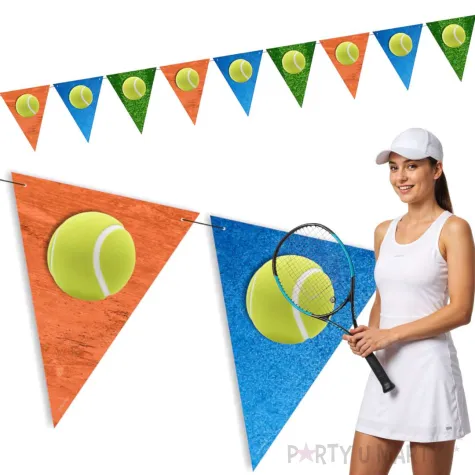 dekoracja do powieszenia baner papierowy tenis kort girlanda ozdoba na urodziny 3 6 m