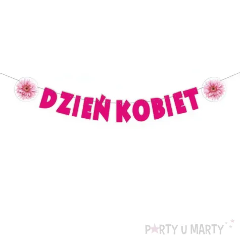 dekoracja do powieszenia na dzien kobiet baner girlanda papierowa gerbery rozowy 2 m