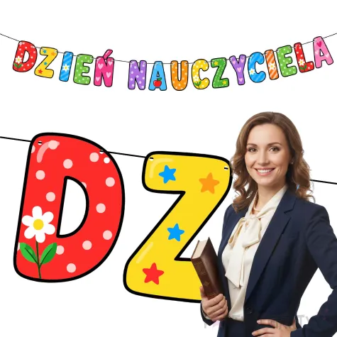 dekoracja do powieszenia na dzien nauczyciela edukacji narodowej baner girlanda do klasy szkoly