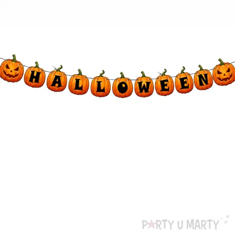 dekoracja do powieszenia na halloween baner girlanda papierowa dynie napis ozdoba halloweenowa