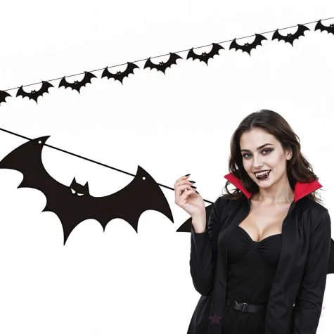 dekoracja do powieszenia na halloween baner girlanda papierowa nietoperze czarne 3 6 m