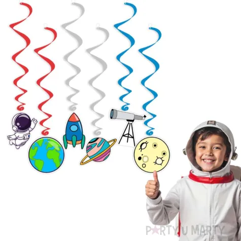 dekoracja do powieszenia na urodziny swiderki kosmos rakieta astronauta 6 szt