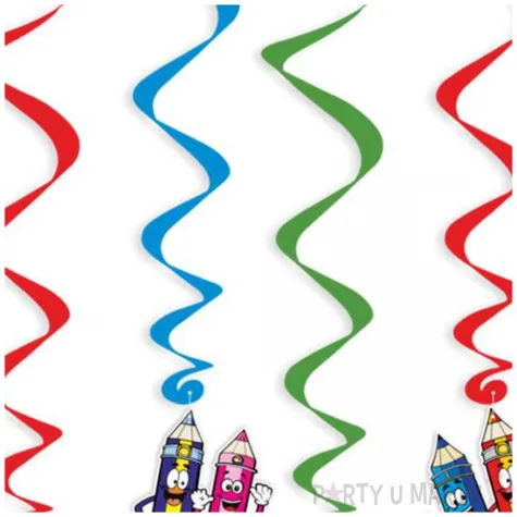 dekoracja do przedszkola na dzien kredki swiderki wiszace kolorowi przyjaciele 6 szt