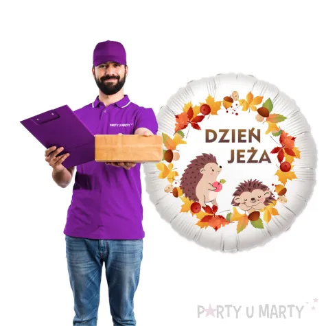 dekoracja do szkoly przedszkola balon foliowy dzien jeza bialy 18 rnd