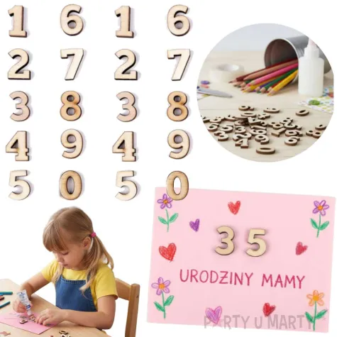 dekoracja do zdobienia scrapki drewniane cyfry do decoupage scrapbooking diy 30 mm 20 szt
