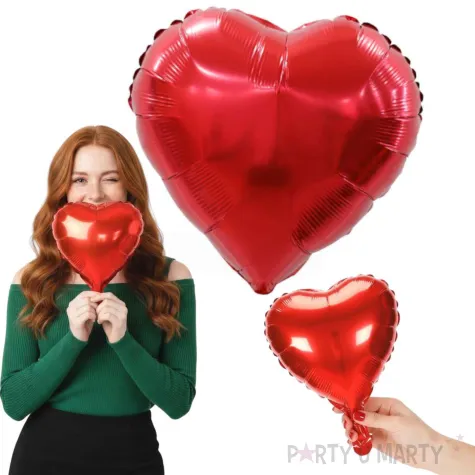 dekoracja dodatek do prezentu na walentynki wesele mini balon foliowy serce czerwone 10