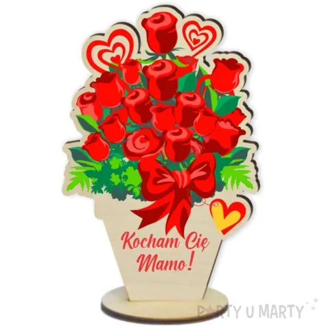 dekoracja drewniana 3d dzien matki kocham cie mamo 14 cm