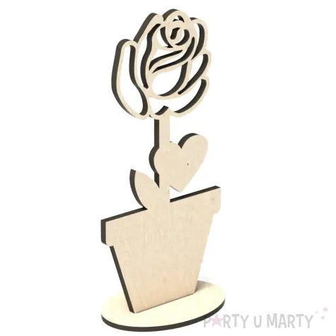 dekoracja drewniana 3d kwiatek 3 70x140 mm 10 szt