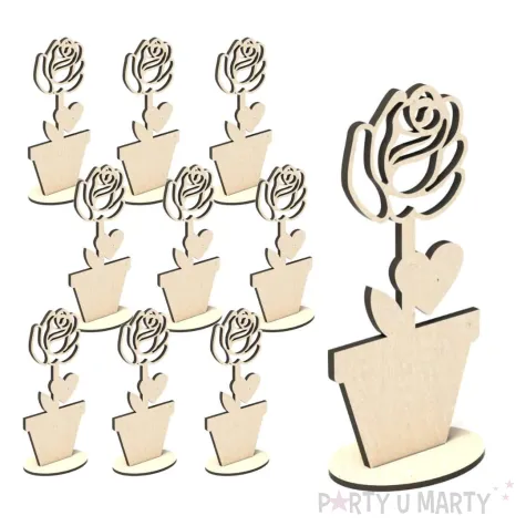 dekoracja drewniana 3d kwiatek 3 70x140 mm 10 szt