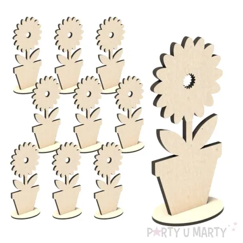 dekoracja drewniana 3d kwiatek 9 65x140 mm 10 szt