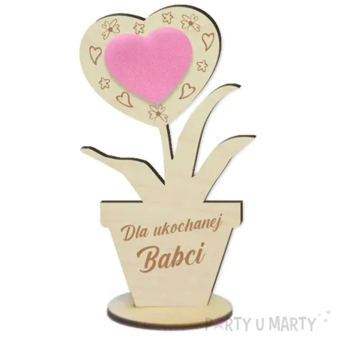 dekoracja drewniana 3d kwiatek dla ukochanej babci roz 14 cm