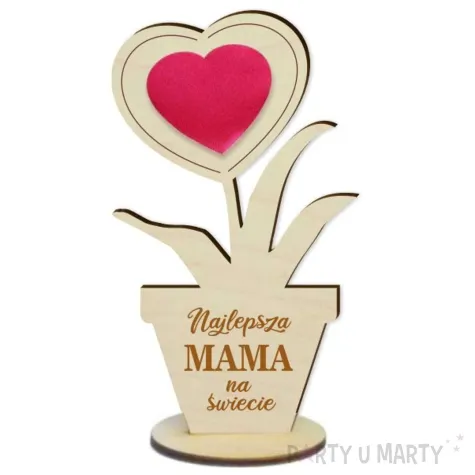 dekoracja drewniana 3d kwiatek dzien matki najlepsza mama 14 cm