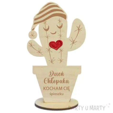 dekoracja drewniana 3d kwiatek kocham cie spioszku 14 cm