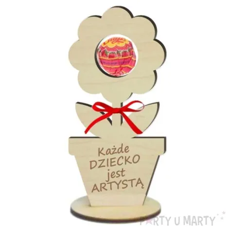 dekoracja drewniana 3d kwiatek na lizak dziecko artysta 14 cm