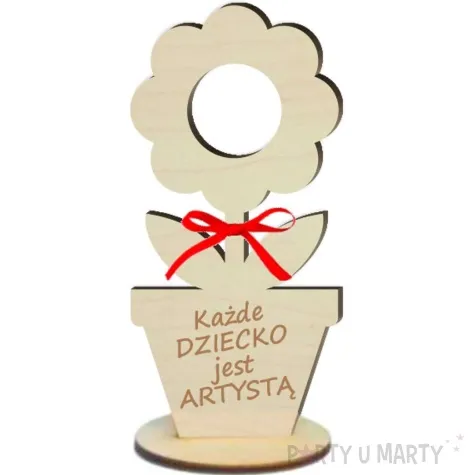 dekoracja drewniana 3d kwiatek na lizak dziecko artysta 14 cm