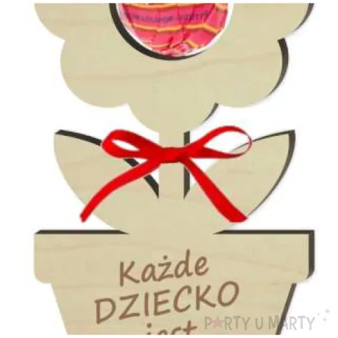 dekoracja drewniana 3d kwiatek na lizak dziecko artysta 14 cm