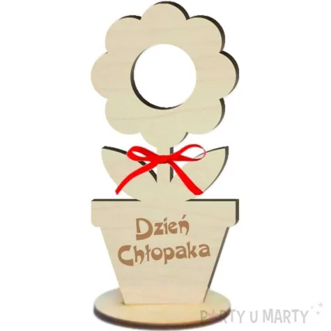dekoracja drewniana 3d kwiatek na lizak dzien chlopaka 14 cm
