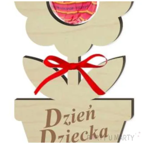 dekoracja drewniana 3d kwiatek na lizak dzien dziecka 14 cm