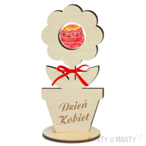 dekoracja drewniana 3d kwiatek na lizak dzien kobiet 14 cm